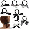 7 Pcs Pearl Black Elastic Hair Ties Ponytail Holders Pearl