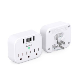2 Pack Outlet Extender with Foldable Plug - 20W USB C Power Delivery, Cruise Approved Power Strip 3 Outlets 4 USB Plug Adapter for Travel Essentials Cruise Must Have