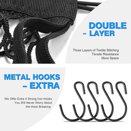 Unifizz Motorcycle Cargo Net,High Elastic Double Layer Motorcycle Net for Helmet Storage,10"X11" Bungee Cargo Net with 4 Hooks,Motorcycle Luggage Net Motorcycle Accessories,Ideal for Bike,ATV