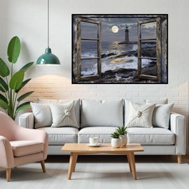 JXDXDJ Lighthouse Diamond Art Kits for Adults,Ocean Coast 5D Diamond Painting Kits for Beginner,Gem Painting Round Diamond Dots,DIY Full Drill Gem Art for Adults Crafts,Home Wall Decor 16x12 in