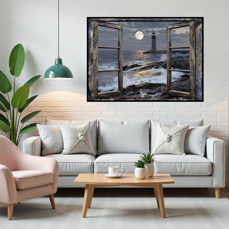 JXDXDJ Lighthouse Diamond Art Kits for Adults,Ocean Coast 5D Diamond