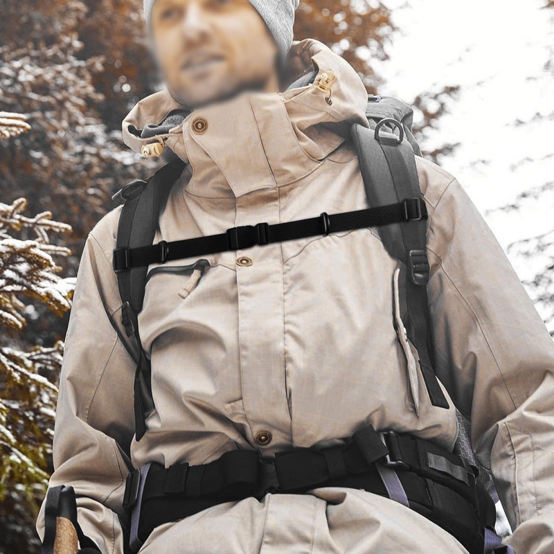 POFET Pack of 2 Adjustable Chest Strap Backpack Straps, Black