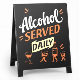 Bar Sign Alcohol Served Daily Funny Coffee Bar Accessories Desk Decoration Gifts for Colleagues New Couples Friends Alcohol Lovers Bars Decor Pubs Decorations for Home Outdoor Kitchen Shelf Table