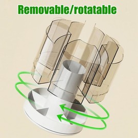 Lyaciomn Rotating Pencil Organizer 6 Compartments 360° Turntable Detachable Cosmetics Storage Box Round Revolving Makeup Brush, Easy Install A