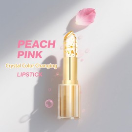DENESTUP Gold Crystal Color Changing Lipstick, Color Changing Ph Lipstick Lip Balm, Hydrating Glossy Shine Lip Gloss for Women Lip Makeup