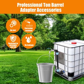 IBC Tank Gooseneck 3/4" Outlet Tap with Valve & Drain Fittings Adapter, Leakproof & Detachable Brass Garden Hose Connector,IBC Container Accessories for Rainwater Storage Tank & Rain Barrel Connection