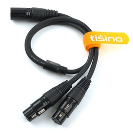 tisino XLR Y-Splitter Cable, Dual Female XLR to Male XLR Mic Combiner Y Cord Balanced Microphone Adaptor Patch Cable (3 Pin 2 Female to 1 Male)- 5 feet