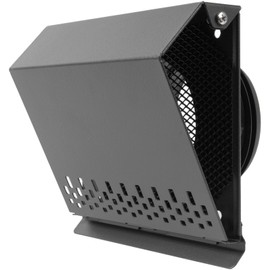 Vent Systems 6" Inch Air Supply Vent Cover with Rubber Gasket - Graphite Black Galvanized Steel - Robust Weatherproof Outdoor Air Intake Box - Duct or Surface Mounting - Rain and Snow Protection