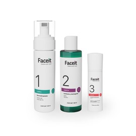 Faceit Rutina Combatir Acné Pasos Limpia Unifica Repara Cara Peróxido Benzoílo Ácido Glicólico Skincare Leve Moderado Sistema Antiacné Completo Kit