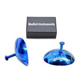 Medfort-Instruments Corneal Eye Shield Protector, Stainless Steel, 29mm x 21mm Large, Blue, 2-Piece Set