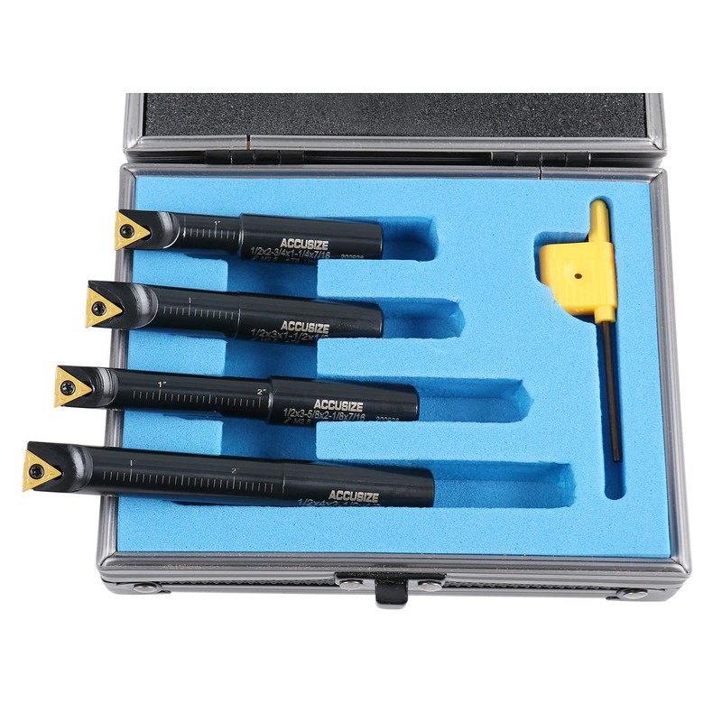 Accusize Industrial Tools 4 Pc 1/2'' Round Shank Indexable Boring