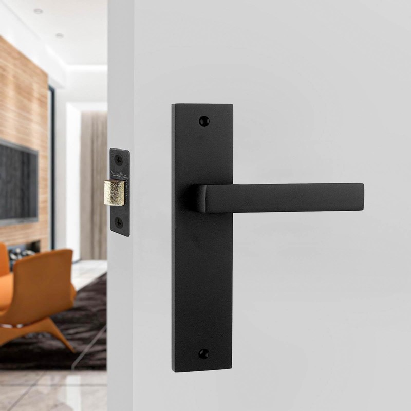 Decoranddecor Lumina Matt Black Internal Lever Door Handle Set with