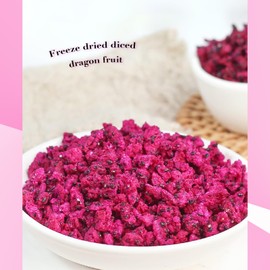 TXDYNLLK Freeze-Dried Diced Dragon Fruit 5.3oz(150g) Single Ingredient, No Added Sugar, Dragon Fruit Cubes for Drinks, Dried Dragon Fruit Snack