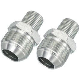 PATIKIL Hex Reducing Nipple Connectors Pipe Adapter 1-1/16" Male 37° Flare JIC x 3/8" Male NPT, 2 Pack Pipe Fitting Reducer Nipple Adapter Plated Steel Hydraulic Fitting