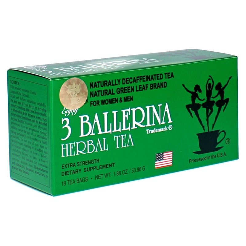 3 Ballerina Herbal Tea Extra Strength 18 Count (Pack of