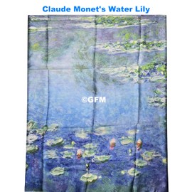GFM® Silk Blend Painting Based Scarf (Claude Monet -Water Lily)-(FS-VSLK-SC-3450-A)