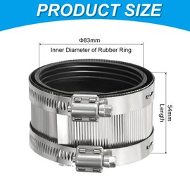 PATIKIL 3 Inch Flexible Pipe Coupling with Clamps, 2 Pcs 304 Stainless Steel No Hub Couplings Pipe Connector with Rubber Liner for PVC and Metal Pipes, Drain System
