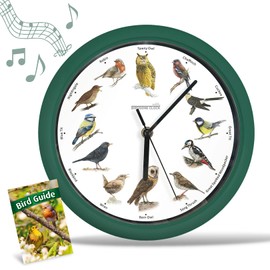 Wall Clock STARLYF Birdsong Clock, Original, With 12 native songbirds, Silence Time At Night, Original Nature Recordings, Home Decor, Decorative Clock, Non ticking