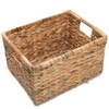 VATIMA Large Rectangular Wicker Basket with Wooden Handles for Shelves