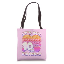 Pop-it Birthday Girl 10 years old, Push it Pop Fidget Bubble Tote Bag