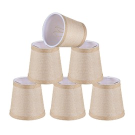 Aspen Creative 51019-6 Hardback Empire, Linen Textured Fabric Clip-On Lamp Shade, 3" Top Bottom x 4" Slant Height, Gold, 6 Piece