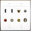 RiteAV 2 Port HDMI 1 Cat6 Coax 3X RCA Composite USB Wall Plate