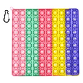 Pop It Fidget Toy, Rainbow Popit Toys, 20 cm, Push Pop Bubble Fidget Sensory Toy, Anti-Stress Plopper Game for Children and Adults (100)