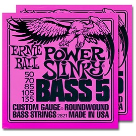 2 Sets of Ernie Ball 2821 Nickel RoundWound Power Slinky 5-String Bass Strings (