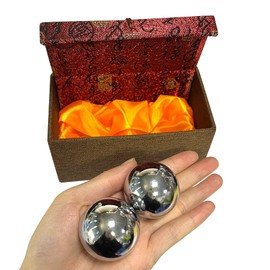 2pcs Baoding Balls Chinese Health Exercise Stress Balls with Box Daily Meditation Massage Handball Finger Exercise Fitness Equipment Stress Relief Hand Massage(Dia 1.5inch,Classic Storage Box)