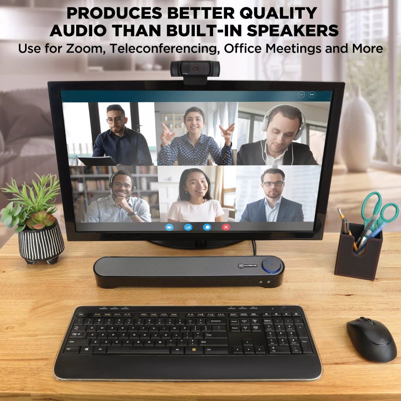 GOgroove SonaVERSE UBR USB Powered Computer Sound Bar Speaker (Black)