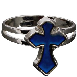 Jude Jewelers Adjustable Color Changing Mood Ring Inspirational Mystique Marble (Cross, Adjustable)