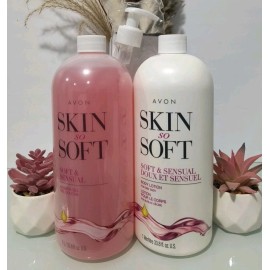 Avon Skin so SOFT & SENSUAL Shower gel + Body Lotion BONUS Size 33.8oz With Pump
