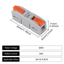 MELIFE Wire Connectors 50PCS, Mini Quick Lever Wire Connectors, 1 in 1 Out Electrical Wire Butt Splice Inline Terminals for Wiring 26-12 AWG