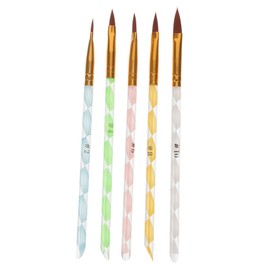 WOONEKY 5pcs Acrylic Nail Art Carving Pen Brush Random and Colors for Gel Painting Nail Art Practice and Designs Includes Cuticle Pusher and Variety of Brush Styles