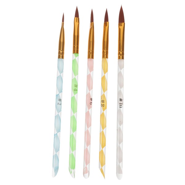 WOONEKY 5pcs Acrylic Nail Art Carving Pen Brush Random and