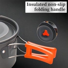Hoquare Camping Cookware Set, 3pcs Nonstick Outdoor Aluminum Lightweight Camping Pan, Portable 2-3 People Camping Cooking Kit for Travel, Camping, Hiking, Picnic, BBQ