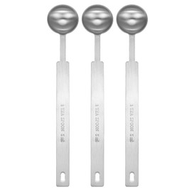 sourcing map 3pcs Single Measuring Spoon 1tsp (1/3tbsp, 5ml) Teaspoon/Tablespoon 430 Stainless Steel Single Tiny Square Bowl Measuring Spoon Long Handle Measure Scoop