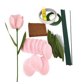 Crepe Paper Tulip DIY Flower Making Kit 12 pcs (Pink)
