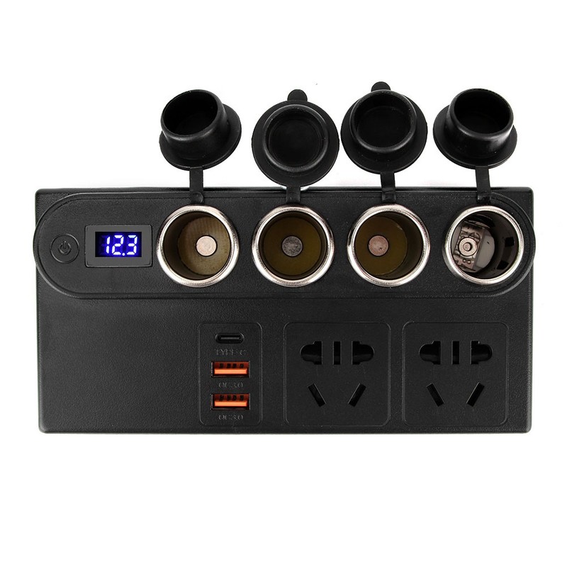 200W Car Inverter 12-24V to 7USB Fast Charger Voltage Power