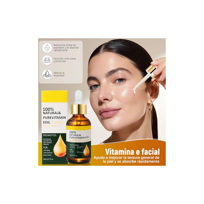 LUSCOR 2pcs Aceite De Vitamina E Para La Cara，Aceite Acondicionador
