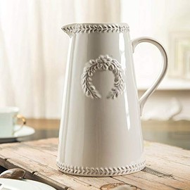 hjn White Ceramic Vases Flower Vase Design for Home DÃ©cor (Medium inch- 7.3Wx5.5Dx9H)