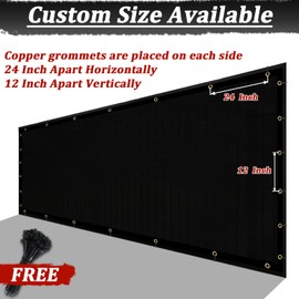 Amagenix Privacy Fence Sclack 4'x 29'Custom Size Mesh Fencing Shade Cover with Brass Brommets Heavy Duty Protective Covering for Outdooor Garden Backyard，Black