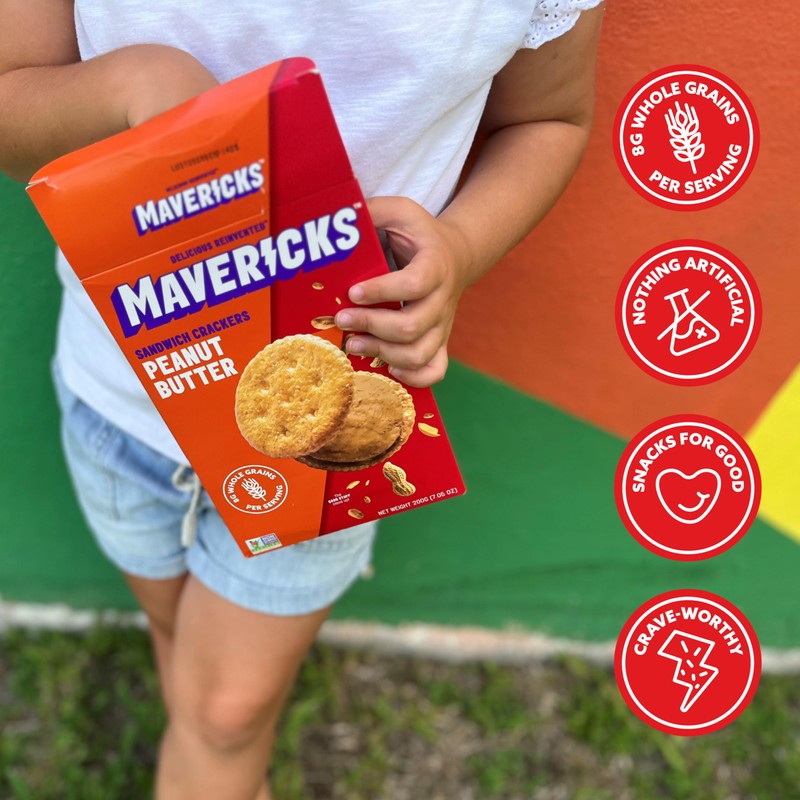 Mavericks Sandwich Crackers Peanut Butter - Peanut Butter Crackers, Snack