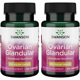 Swanson Ovarian Glandular - Natural Supplement Promoting Women's Glandular Health & Balance Support - Sourced from Premium Bovine Tissue to Support Wellness - (60 Capsules, 250mg Each) (2 Pack)