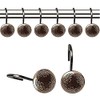 Antique Oil Rubbed Bronze Shower Curtain Rod Hooks Curtain Rings Decorative Rustproof for Bathroom Shower Home