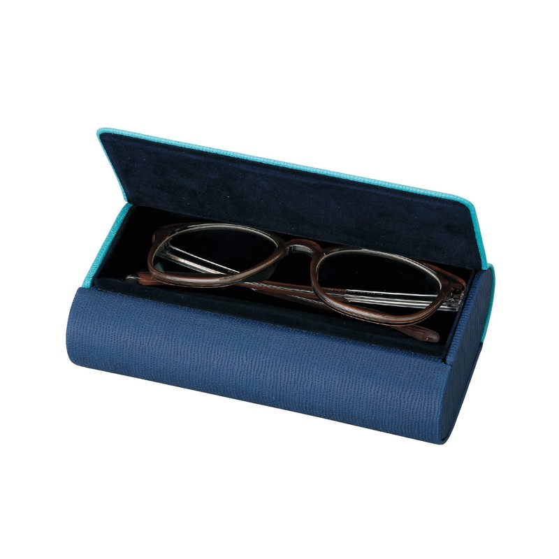 Pearl Glasses Case Blue Hard Magnet Synthetic Leather 2 Piece