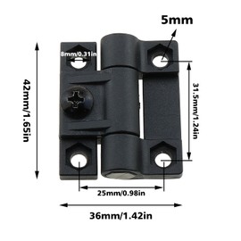 ZZHXSM 2PCS 42x36x12.5mm Black Plastic Damping Adjustable Hinge Torque Hinge with M5x12 Screw for Door Window Switch Cabinet Machinery and Equipment Control Cabinet