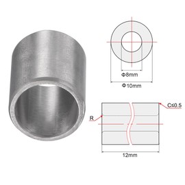 sourcing map Sleeve Bearings 8mmx10mmx12mm Chrome Steel Oilless Bushing 6pcs