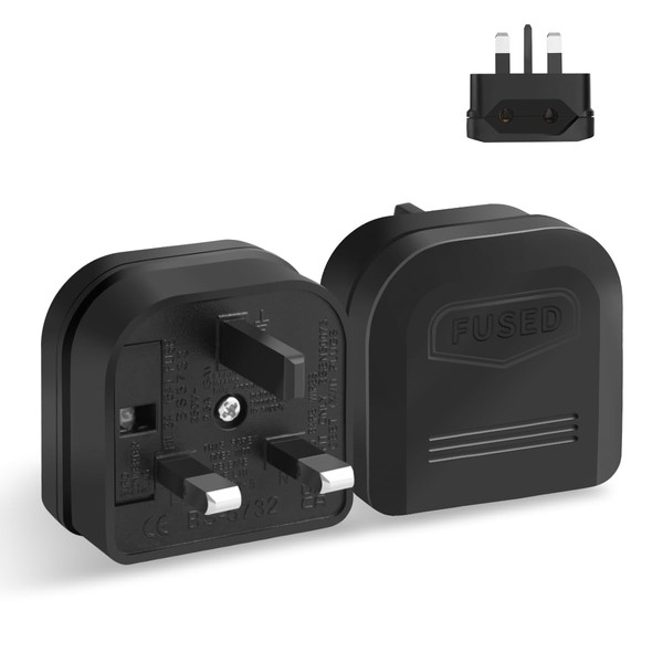 European to UK Plug Adapter,QRUIHC 2 Pin EU to 3