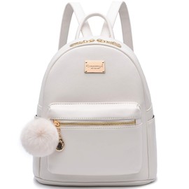 Women Fashion Backpack Purse Leather Flap Rucksack Convertible Mini Backpack School Bag with Tassel Casual Daypack for Girls , Beige, M